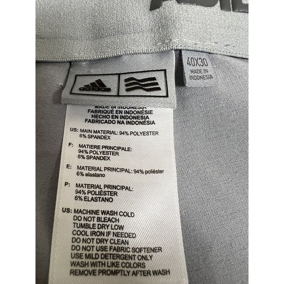 Adidas Golf Pants Men's 40X30 Flat Front Gray Puremotion 3 Stripe *SEE - Picture 2 of 5